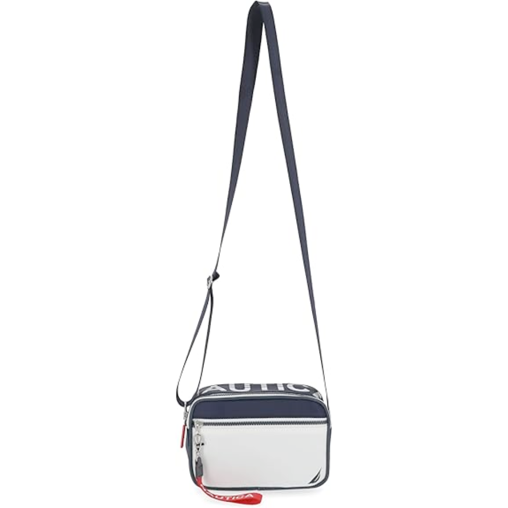 Bolso Nautica Para Mujer Bandolera Blanco Con Azul
