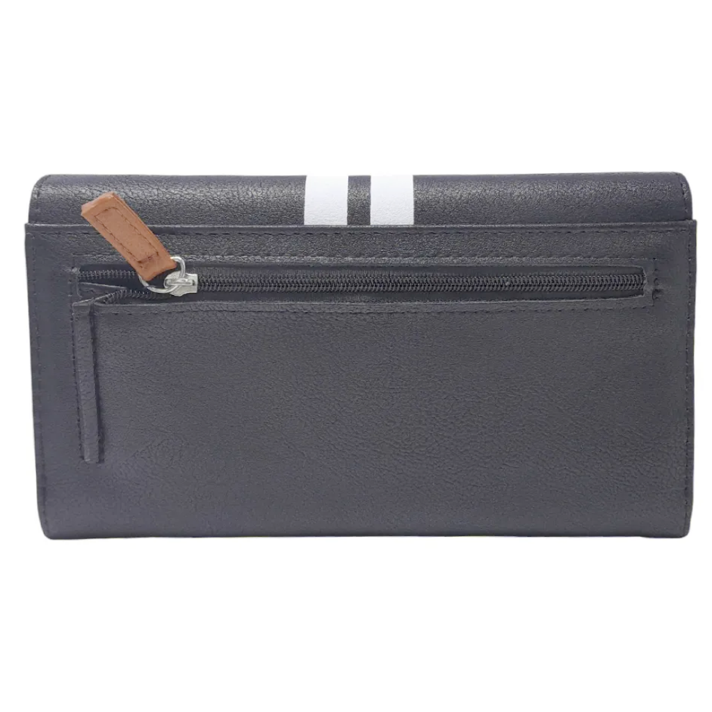 Billetera Para Mujer Nautica Negra Con Rayas Blancas